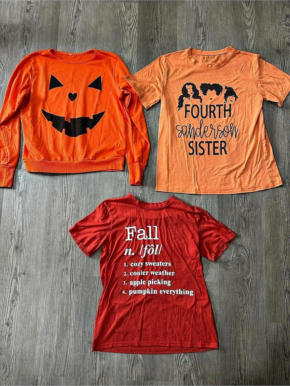 3-Piece Orange Graphic Halloween Top Bundle